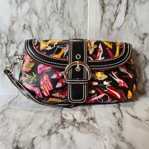 Sydney Love Multi-Colored Shoe Print Design Wristlet Clutch